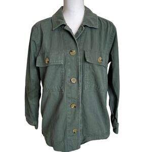 Free Assembly Jacket Coat Women's Size M Medium Olive Green Chore Utility Cotton
